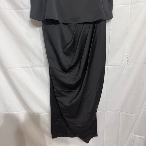 City Chic Black Baby Frill Ruched Midi Dress Sz M/18 NWT - Picture 4 of 15